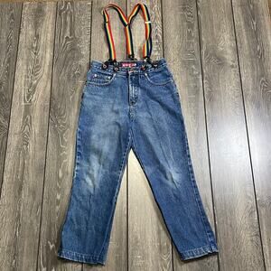 Y2K Vintage Zana Di Rainbow Suspender Jeans Youth Size 14